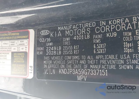 2016 Kia Soul + z USA, uszkodzony, nr VIN KNDJP3A59G7337151